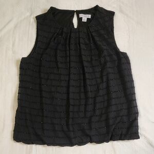 Liz Claiborne Elegant Black Sleeveless Top with Sparkle Stripes, Size XL, EUC